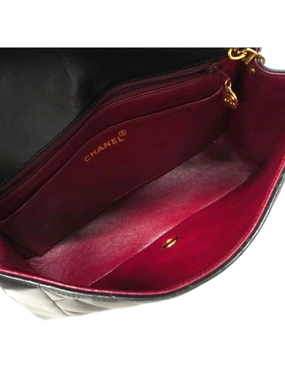Chanel Shoulder Bag Diana Lambskin Black Gold